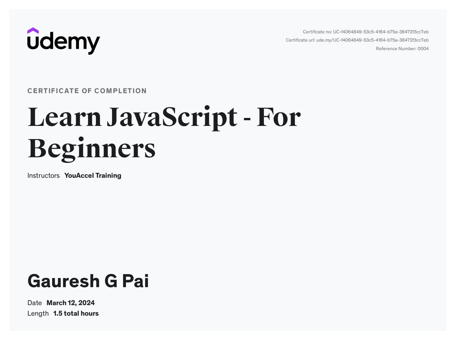 Certificate 18 screenshot