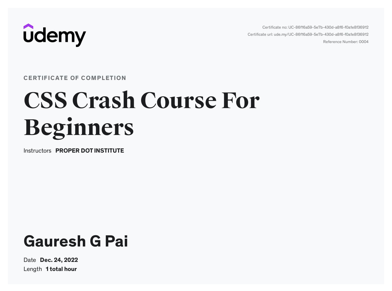 Certificate 2 screenshot