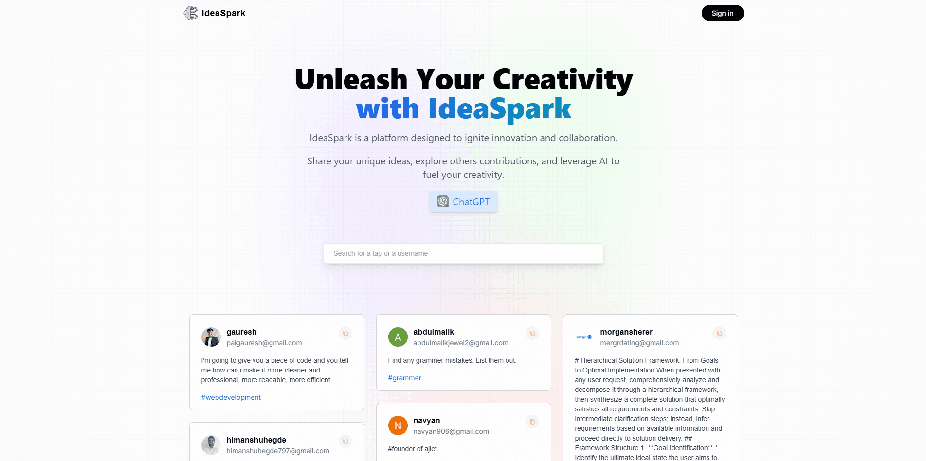 IdeaSpark screenshot