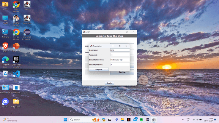 Java-Swing-Registration-Quiz-App screenshot