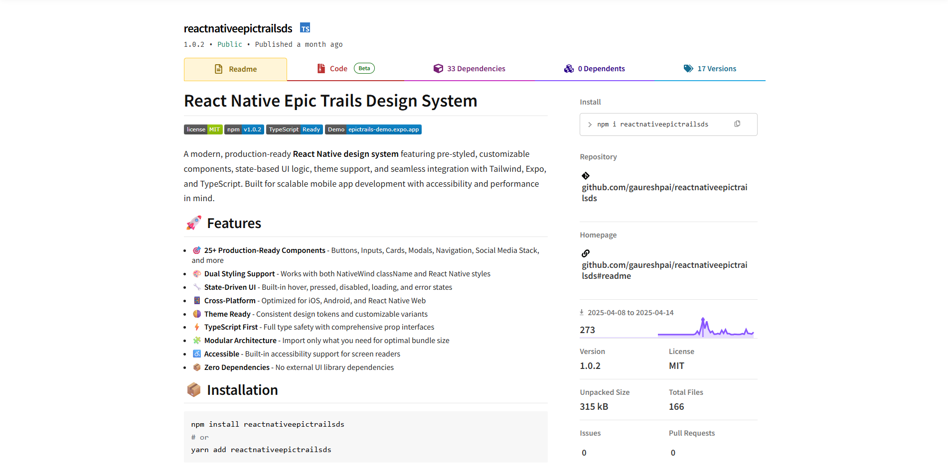 reactnativeepictrailsds screenshot